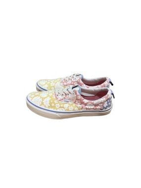Vans Kids Hawaiian Floral Slip On Sneakers Pink, Yellow Blue Youth Size 7